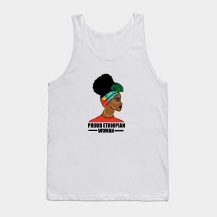 Proud Ethiopian Woman, Ethiopia Flag, Afro African Tank Top